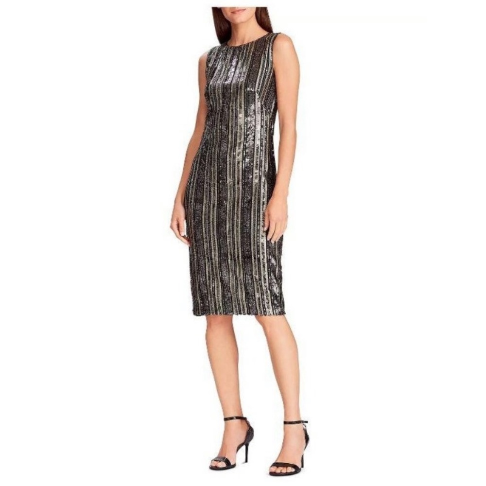 NWT Lauren Ralph Lauren Striped Sequin Dress
